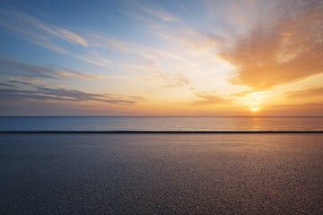 Obraz premium Serene ocean sunset with golden light and tranquil sea as peaceful natural background and calming concept backdrop for relaxation wallpaper.