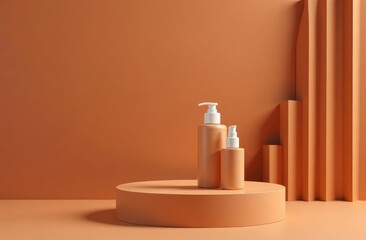 Abstract  brown background for  presentation.  podium for cosmetics bottle 
