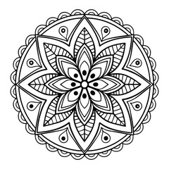 Pattern in the form of a mandala. Henna tattoo mandala. Mehndi style. Decorative pattern in oriental style. Coloring book page.