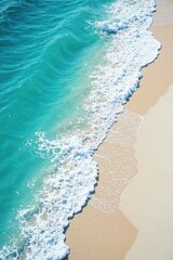 softly lapping blue ocean waves on white sand, coastal scenery, soft blue ocean
