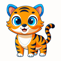 Tiger vector cute cub cartoon illustration