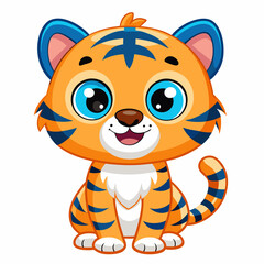 Tiger vector cute cub cartoon illustration