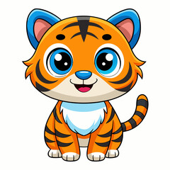 Naklejka premium Tiger vector cute cub cartoon illustration
