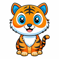 Tiger vector cute cub cartoon illustration