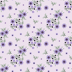 Vintage flower pattern, ditsy seamless floral pattern, small flower with light yellow background. Ditsy floral print. Romantic surface design. floral pattern for fashion, fabric, wallpaper, decor