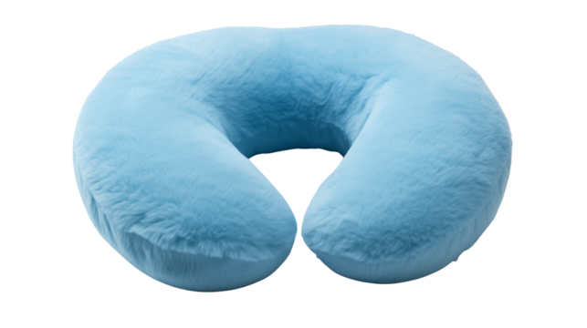 A light blue neck pillow isolated on a transparent background - Powered by Adobe
