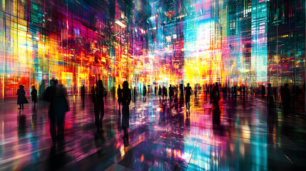 Fototapeta premium Interwoven Abstract Harmony: A Kaleidoscope of Colorful Connections Evoking Imagination