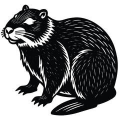 Adobe Illustrator ArtworBeaver silhouettes and icons. black flat color simple elegant white background Beaver animal vector and illustrationk