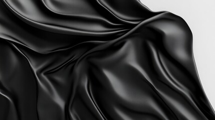 Obraz premium The image shows flowing black silk fabric with deep folds and shadows. The composition is a close-up, focusing on the texture and drape. High resolution and even lighting enhance the luxurious feel.