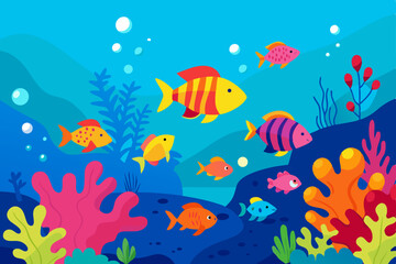 coral reef with fishes