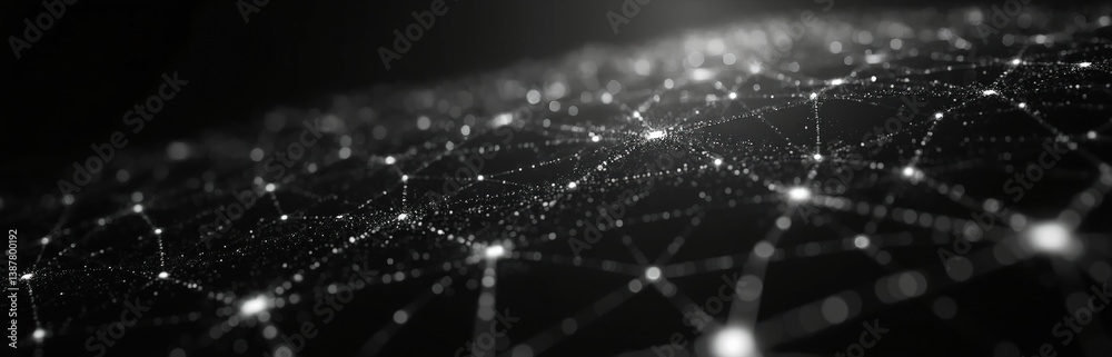 Leinwandbilder abstract digital illustration of network connections. conceptual design with lines dots, glowing ple