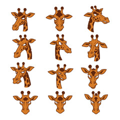christmas reindeer set vector illustration