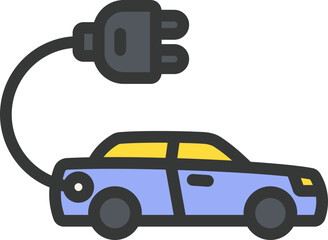 Electric Car Filled Line Icon