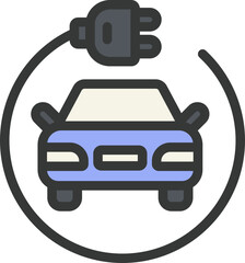 Car Charge Filled Line Icon