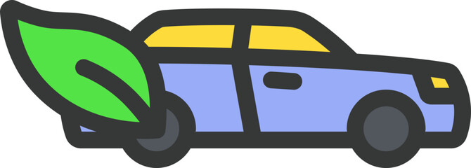 Leaf Car Filled Line Icon
