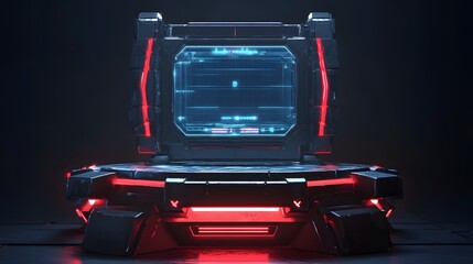 3d illustration rendering of joystick button controller floating for gamer technology futuristic cyberpunk display gaming scifi stage pedestal background