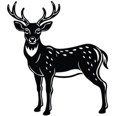 Obraz premium Adobe IllustrBlack deer silhouette on white background. Deer silhouette vector. Animal silhouette. Deer vector Illustration.ator Artwork