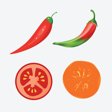 Salad Vector design Fresh salad with tomato,  carrot. , green chili, pepper, red chili,