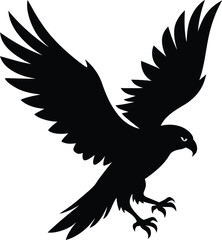 Flying Hawk Silhouette Vector & Majestic Bird Icon