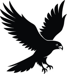 Flying Hawk Silhouette Vector & Majestic Bird Icon
