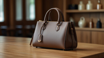 illustration of Elegant functional luxury bag in sustainable leather minimalist design