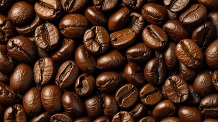 illustration of Close-up of roasted coffee beans.