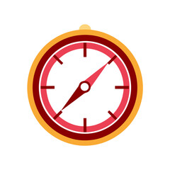 Flat style compass icons in red and yellow for navigation and travel, AI Generation