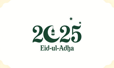 eid ul adha Mubarak 2025 -  Eid-ul-Adha Celebration Design - Crescent Moon, Lantern, and Starry Festive Elements"