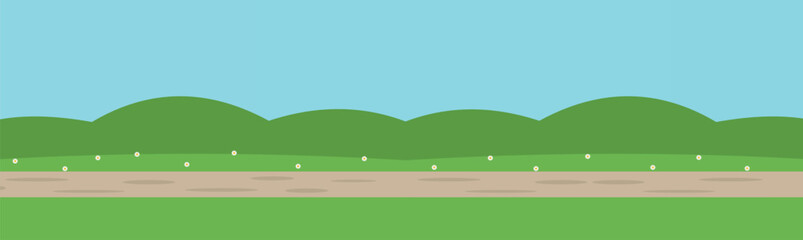 Paisa gem de Campo com Estrada de Terra em Estilo Cartoon.