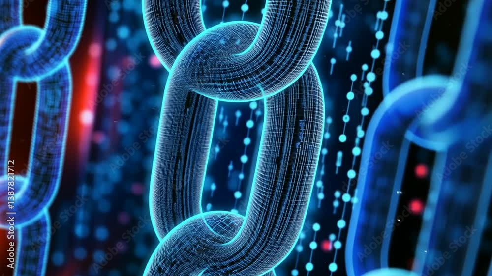 Poster peer to peer blockchain network technology represented in blue generative ai