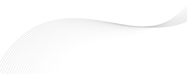 Abstract gray wave dynamic curve lines on transparent background with flowing particles. Digital energy waves technology concept. Modern backdrop design for business, presentation, banner.