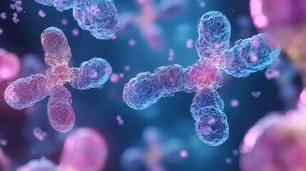 Examination of chromosomes during different phases of cell division. 4k,space for text,