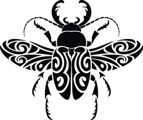 Beetle Vector Silhouette | Creepy Crawly Bug and Wildlife Design