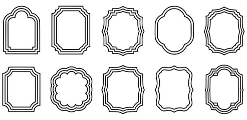 Set Of Ten Decorative Double Line Frames In Different Shapes
