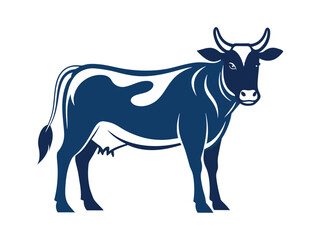 Cute cartoon Cow vector illustration, a white farm mammal