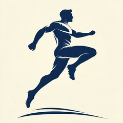 Human figure running in dynamic pose showcasing athleticism and energy in a stylized illustration
