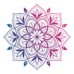  Pattern in the form of a mandala. Henna tattoo mandala. Mehndi style. Decorative pattern in oriental style. Coloring book page.