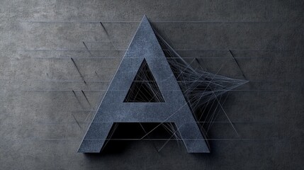 Abstract Letter A with Network Lines on Concrete Background