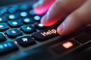 Obraz premium computer keyboard with highlighted help key