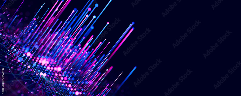 Poster big data complex graph. quantum computing universe. cyber space of ai technology. futuristic graph. 