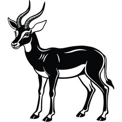 Adobe Illustrator ArtworkGazelle vector icon silhouette jump black antelope. Ghazal run vector stand side view illustration isolated on white background