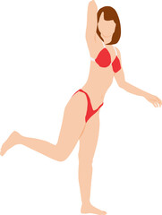 ポーズをとる水着を着た女性のイラスト