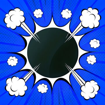 Comic book style speech bubble and rays with halftone effect