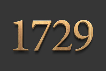3D wooden logo of number 1729 on dark grey background.