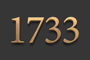 3D wooden logo of number 1733 on dark grey background.