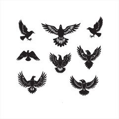 Obraz premium Eagles Silhouette Vector Set Free Vector