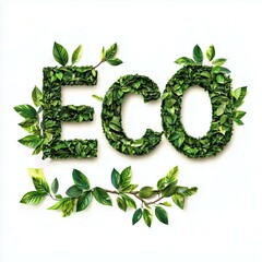 Creating eco-friendly art with leaves and plants for environmental awareness Generative AI