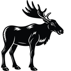 Adobe IllustratorVector silhouette moose with fir trees - animal in nature Norway and Sweden - Creative Design Element Artwork