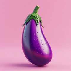 Surreal 3D Rendering of Smooth Eggplant Slice with Gradient Effect
