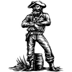 Obraz premium Pirate Character Cartoon Vector Illustration